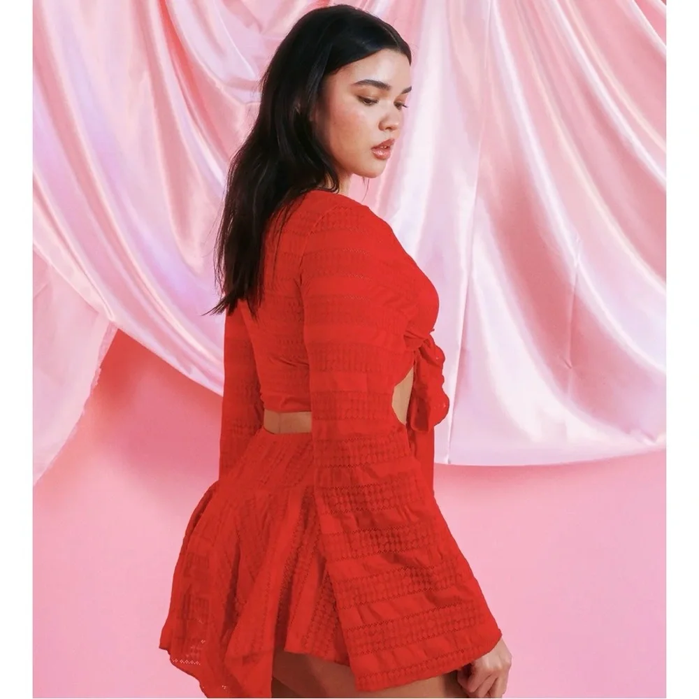 Dippin Daisies Red Tie-Front Top and Skirt Set
